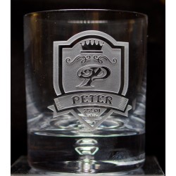 WhiskyGlas Sandgestrahlt. Individuell Graviert mit Projektil