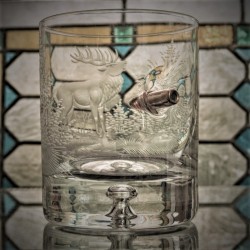 JägerGlas mit 3 D Hand Gravur- Motiv Hirsch