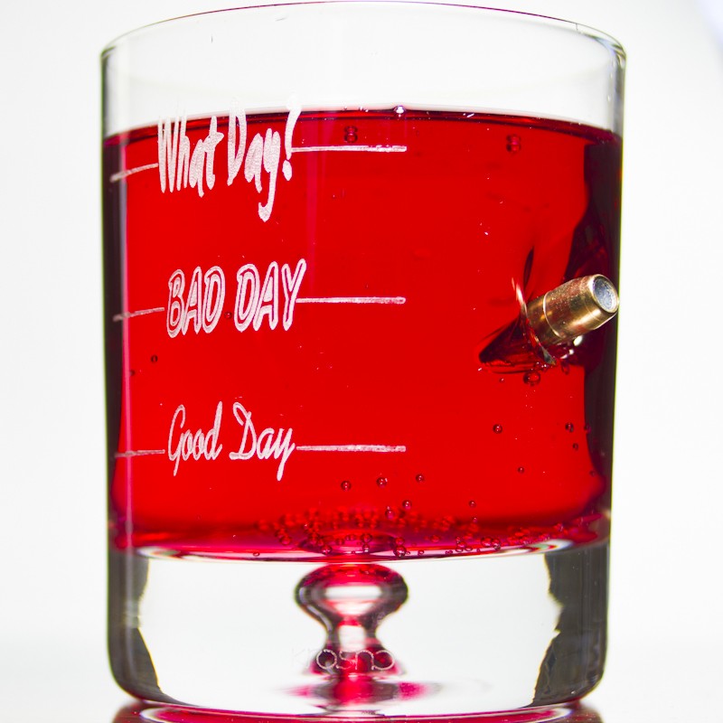 KolbergGlas Tumbler Whiskey Glass with engraving "Good Day-Bad Day-What Day"