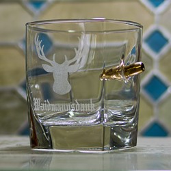 copy of KolbergGlas Whiskey Glass with engraving "Hunter"and free Name/Engraving