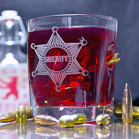 KolbergGlas Whisky Glas - SHERIFF - mit Kugel  und als Option Wunsch Name