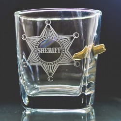 KolbergGlas Whisky Glas - SHERIFF - mit Kugel  und als Option Wunsch Name