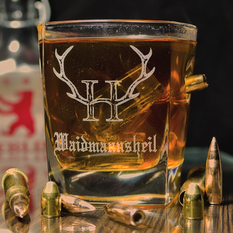 copy of KolbergGlas Whiskey Glass with engraving "Hunter"and free Name/Engraving