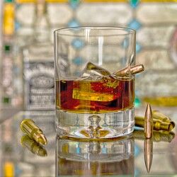 KolbergGlas Rocks Glass with Real Bullet cal 308