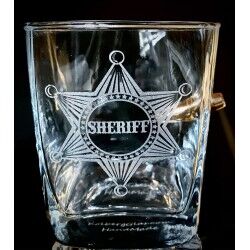 KolbergGlas Whisky Glas - SHERIFF - mit Kugel  und als Option Wunsch Name