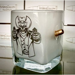 WhiskyGlas gefrostet mit Patrone und schwarz Gravur  Geschenkeidee für Männer