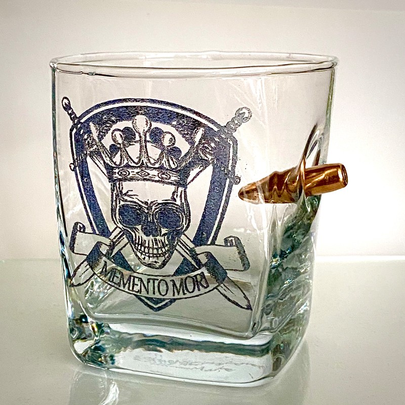 WhiskyGlas mit Patrone und schwarz Gravur -Geschenkeidee-