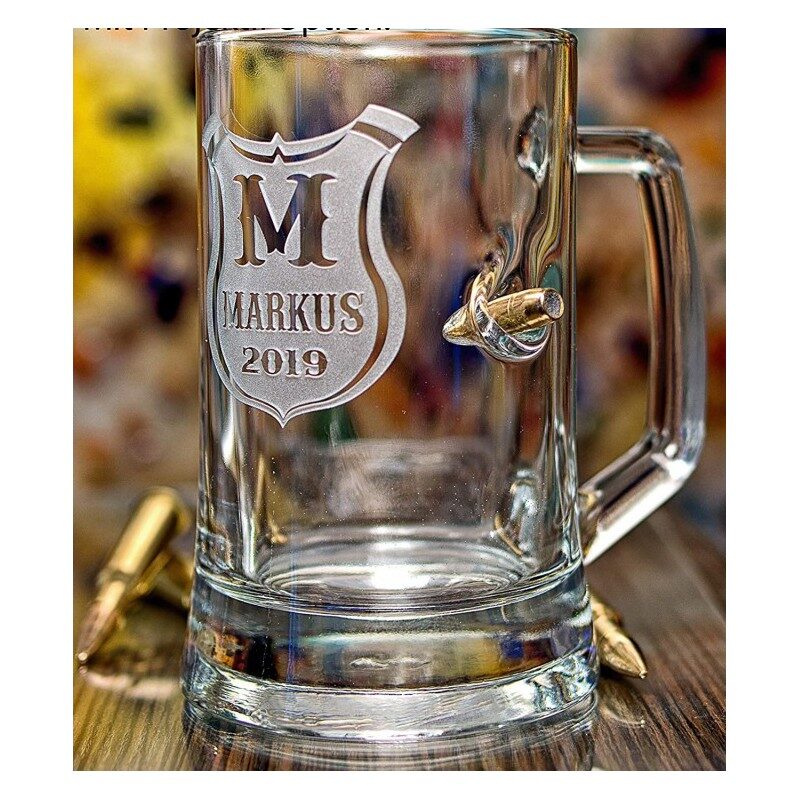 HandMade BierGlas mit individuelle Gravur-Projektil Option-Männer Geschenke