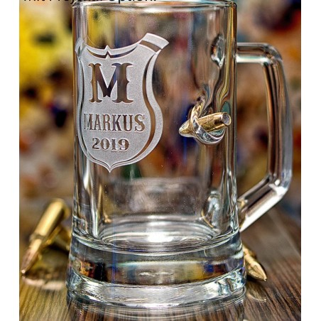 HandMade BierGlas mit individuelle Gravur-Projektil Option-Männer Geschenke