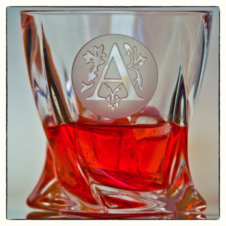 copy of Crystal Whiskey glass with individual monogram engraving and cal.308 Bullet