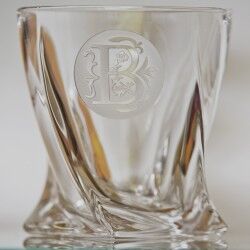 copy of Crystal Whiskey glass with individual monogram engraving and cal.308 Bullet