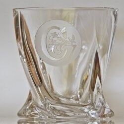 copy of Crystal Whiskey glass with individual monogram engraving and cal.308 Bullet