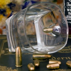 Whiskey glass with Bullet Luger cal.9mm and personal engraving