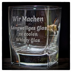 Whiskey glass with Bullet Luger cal.9mm and personal engraving