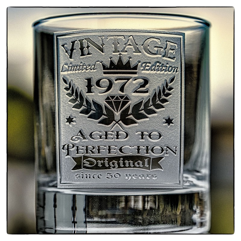 Jahrestag Geschenk für Männer . 3D Sandgraviertes WkiskyGlas