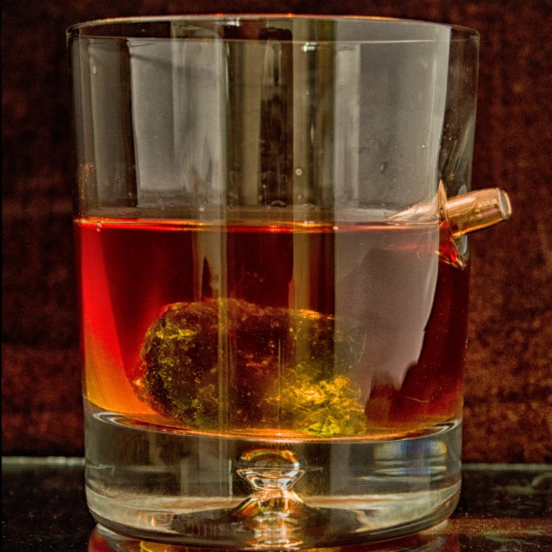 KolbergGlas Rocks Glass with Real Bullet cal 308