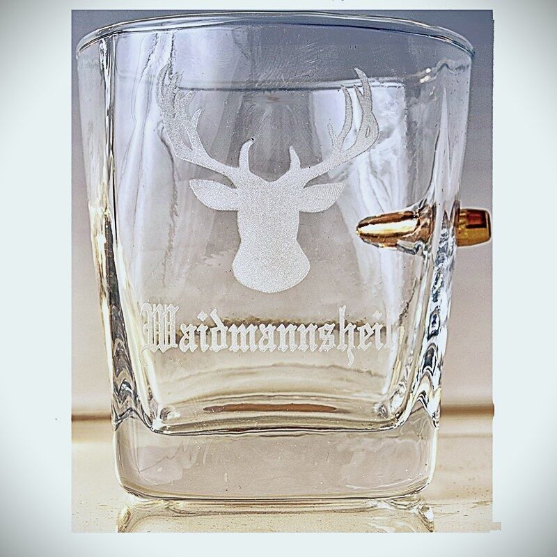 Hunter Gift – Jäger Geschenk mit realem Geschoß cal.308 und – Engraved Hunting Glass | KolbergGlas